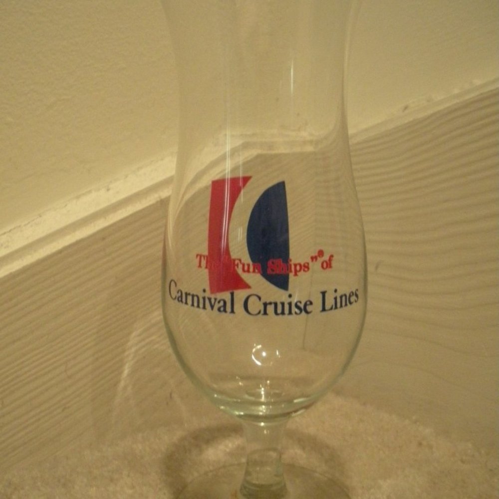 Carnival Cruise Lines Drinking Glass + Matchbook - Tall Hurricane Glass Fun Ship